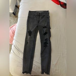 Black American eagle ripped skinny jeans